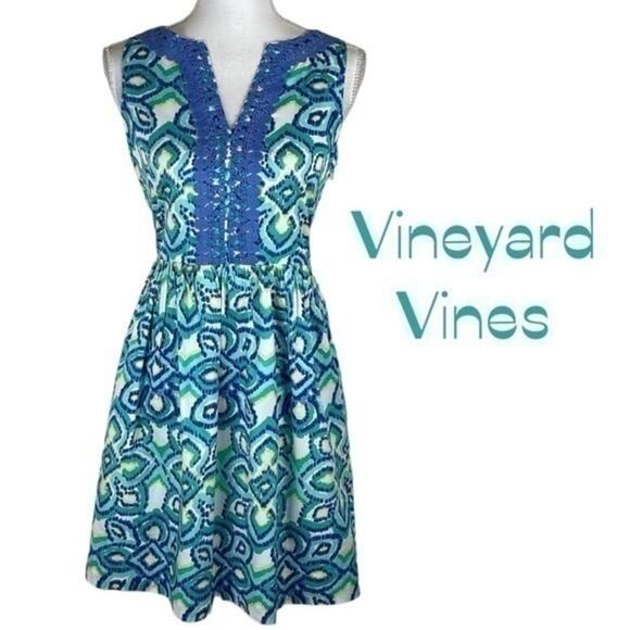 Vineyard Vines 100% Cotton Floral Lace Cottage Feminine Dress NWOT Size 0 - Picture 2 of 12